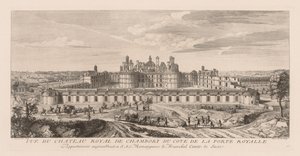 Udsigt over det kongelige slot i Chambord fra siden af ​​den kongelige port af Jacques Rigaud