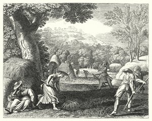 Høstscene (gravering) af Jacques Stella