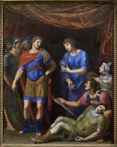 Marc Antoines død (Marcus Antonius Marc Filius Marci Nepos, 83-30 f.Kr.). Maleri af Jacques Stella (1596-1657), olie på lærred. Fransk kunst fra det 17. århundrede. Museum of Fine Arts Budapest (Ungarn).