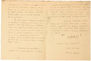 Autograf krigsbrev af Jacques Vache