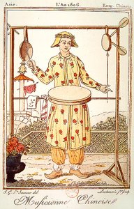Kinesisk musiker, 1806 (farvegravering) af Jacques after Grasset de Saint Sauveur