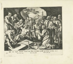 Opdragelse af Lazarus Vita, passio et resvrrectio Iesv Christi (serietitel) Kristi liv, lidenskab og opstandelse (serietitel) af Jacques de Bie