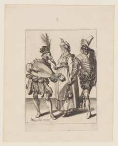 Et par tiltalt af en lutspiller, fra Maskeraderne af Jacques de Gheyn II