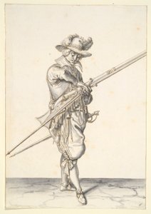 Soldat forbereder sig på at affyre en musket