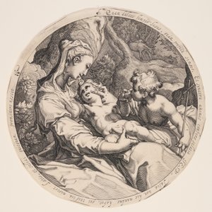Jomfru og barn med Johannes Døberen af Jacques de Gheyn II