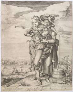 Armbrøstmanden og mælkepigen, ca. 1610. af Jacques de Gheyn the Younger