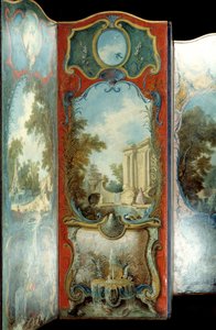 Møbler: maleskærm på marouflepapir af Jacques de Lajoue (1686-1761) 1700-tallet af Jacques de Lajoüe