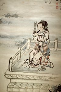Malet figur, musiker. Blæk på papir af Yi Jaegwan (1783-1837), kunst i det 19. århundrede. Koreas Nationalmuseum, Seoul (Sydkorea). af Jaegwan Yi
