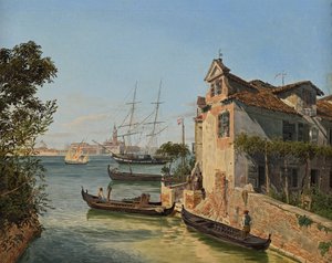 Udsigt over San Giorgio Maggiore i Venedig af Jakob Alt
