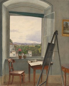 Udsigt fra Artists Studio i Alservorstadt mod Dornbach, 1836