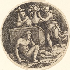 Ungdom sover foran et alter af Jakob Binck