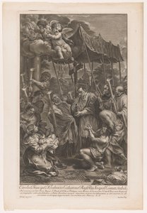 Saint Charles Borromeo bærer et krucifiks langs pestens ofre af Jakob Frey (I)