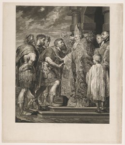 St. Ambrosius nægter kejser Theodosius adgang til kirken i Milano af Jakob Matthias Schmutzer