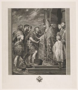 St. Ambrosius nægter kejser Theodosius adgang til kirken i Milano af Jakob Matthias Schmutzer