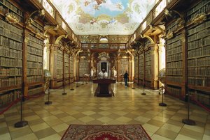 Udsigt over biblioteket i Melk Abbey realiseret på et projekt af Jakob Prandtauer (1660-1726). Begyndelsen af det 18. århundrede. Østrig af Jakob Prandtauer