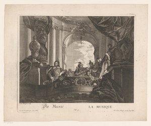 Allegori til musikken Die Music / La Musique (titel på objekt) Allegoriske repræsentationer (serietitel) af Jakob Wangner