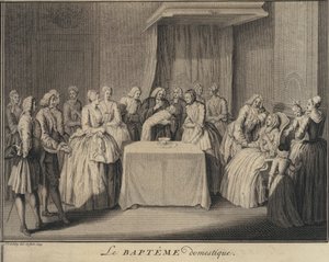 En husdåb (gravering) af Jakob van der Schley