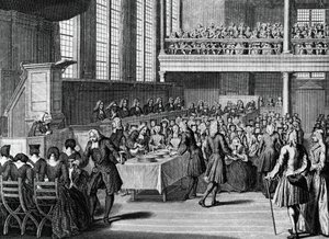 Anabaptisters middag, gravering af Jacobus van der Schley (1715-1779) fra religiøse ceremonier og skikke for alle verdens folkeslag af Jakob van der Schley