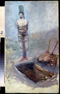 Russisk revolution fra 1905: "" Udførelse "" En fordømt tilknytning til en stilling efter hans hule grav. Jakov Kalinichenko Maleri (1869-1938) 1905 State Regional I. Pozhalostin Art Museum, Ryasan