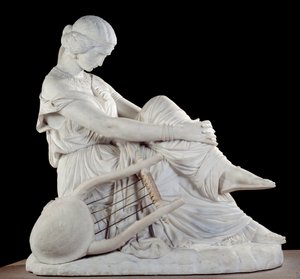 Sapho (eller Sappho, 7. århundrede f.Kr.), græsk digter af antikken. Marmorskulptur af James Pradier (1790-1852)