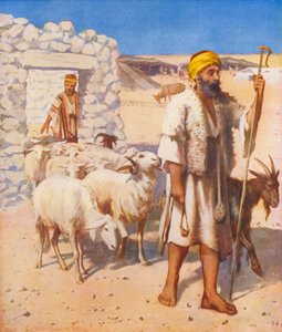 Det hellige land: Hyrde og fårefold (farvelitografi) af James (after) Clark