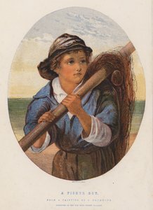 A Fisher Boy (farvelitografi) af James (after) Drummond