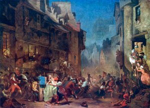 The Porteous Mob (farvelitografi) af James (after) Drummond