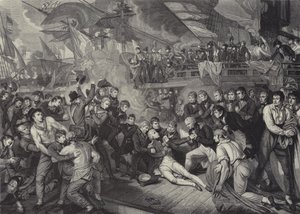 Admiral Lord Nelsons død i slaget ved Trafalgar af James (after) Heath