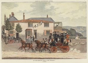På Highgate Road - "The Woodman" (farve litho)