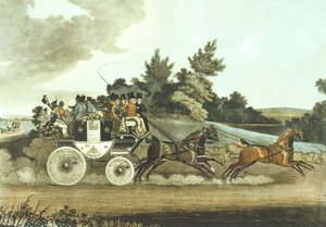 Scene- og oppositionstræner i sigte (farvet litho)
