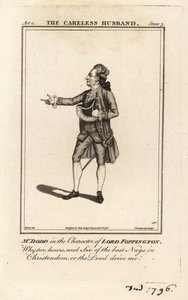 James William Dodd i rollen som Lord Foppington i Colley Cibbers The Careless Husband, Drury Lane Theatre af James (after) Roberts