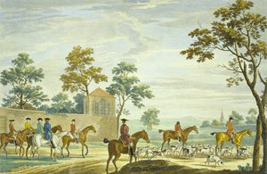 Going Out in the Morning, indgraveret af P.C. Canot (farvet gravering) af James (after) Seymour