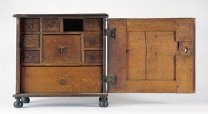 Joseph og Bathsheba-paven udskårne og anvendte værdigenstande-kabinet, Salem, Massachusetts af James (attr. to) Symonds