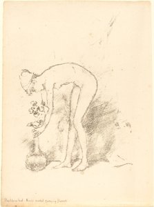 En nøgen model, der arrangerer blomster, ca. 1892. af James Abbott McNeill Whistler