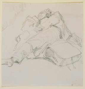 En mand sovende på en bunke bagage, 1858. af James Abbott McNeill Whistler