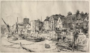 Adam og Eva Tavern, Old Chelsea. af James Abbott McNeill Whistler