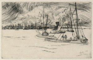 Amsterdam fra Tolhuis af James Abbott McNeill Whistler