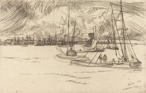 Amsterdam fra Tolhuis, 1863. af James Abbott McNeill Whistler