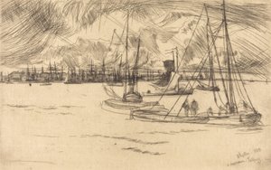 Amsterdam fra Tolhuis, 1863. af James Abbott McNeill Whistler