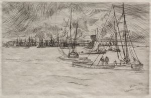 Amsterdam fra Tolhuis, 1863. af James Abbott McNeill Whistler