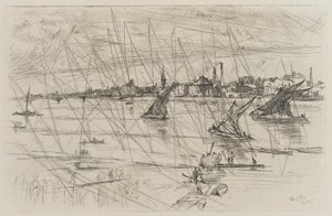 Battersea Reach, 1863. af James Abbott McNeill Whistler