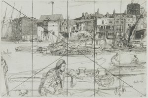 Black Lion Wharf, 1859. af James Abbott McNeill Whistler