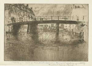 Broen i Amsterdam Bro, Amsterdam af James Abbott McNeill Whistler