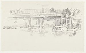 Bro over Themsen Gamle Battersea Bridge af James Abbott McNeill Whistler