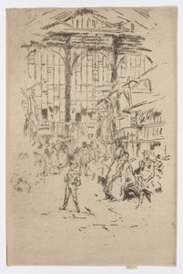 Clothes-Exchange, Houndsditch, No.2, ca. 1886-88 (ætsning; blæk på papir) af James Abbott McNeill Whistler