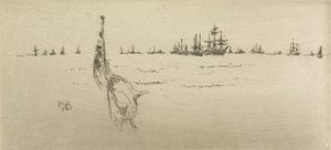 Dipping the Flag, fra et sæt på tolv raderinger med titlen The Naval Review, 1887 af James Abbott McNeill Whistler