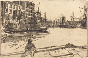 Eagle Wharf, 1859. af James Abbott McNeill Whistler