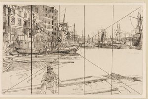 Eagle Wharf Tyzac Whiteley og Co., 1859. af James Abbott McNeill Whistler