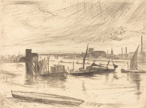 Tidlig morgen, Battersea, 1861. af James Abbott McNeill Whistler