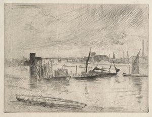 Tidlig morgen Battersea, 1861. af James Abbott McNeill Whistler